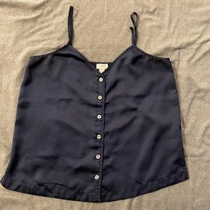 Navy Blue JCrew Button Front Spaghetti Strap Tank Top